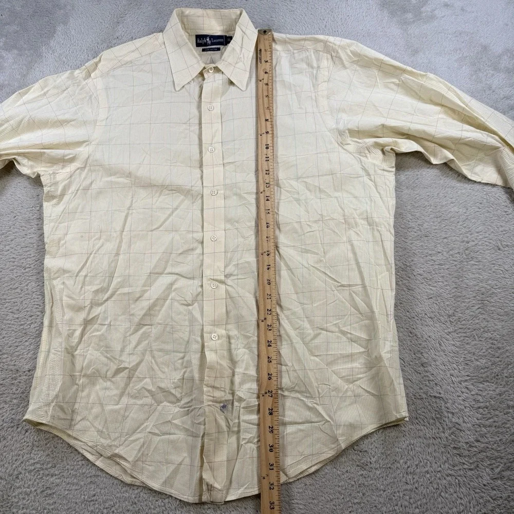 Polo Ralph Lauren Shirt Men XL Yellow Stripe Long Sleeve Button Down Pony Cotton